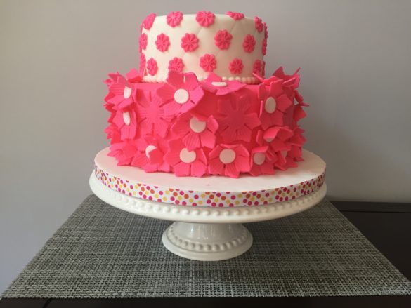 Pink Flower Ruffle Cake For Girls